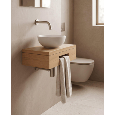 Royal Plaza Terra pack lave-mains – 40 x 25 x 10 cm – bois blanc mat – robinet inox – sandwood (chêne clair)