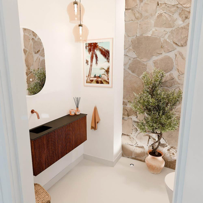 Mondiaz JOYA 100cm toiletmeubel - kleur Ruby - Wastafel FAYE positie Links Zonder kraangat kleur Urban.