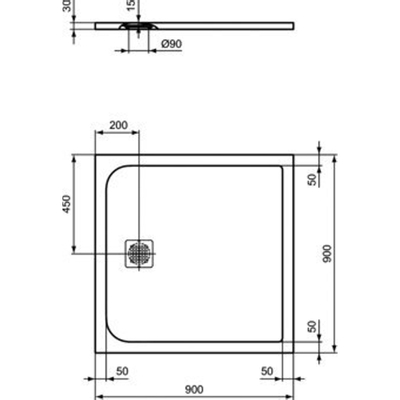 Ideal Standard Ultra Flat Solid Receveur de douche 90x90x3cm Carré Gris béton