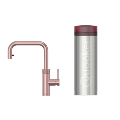 Quooker BE Flex Square Robinet d'eau bouillante - bec pivotant & extractible - réservoir PRO3 - eau bouillante - cuivre rose