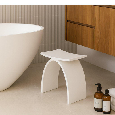 FugaFlow Caria tabouret salle de bain - 42.5x23x42cm - solid surface - Blanc mat