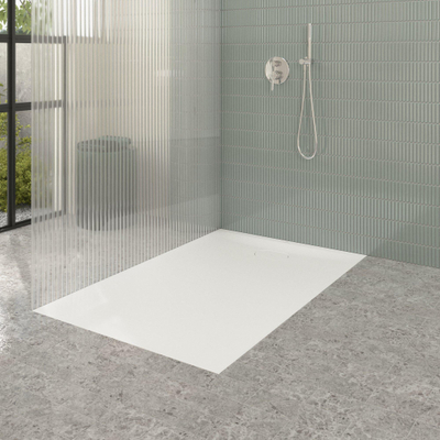 Villeroy & Boch Ecora douchebak - 140x90x3.5cm - afvoer korte zijde - stone white (wit)