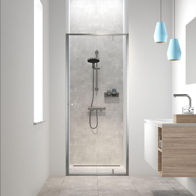 Sealskin Contour porte pivotante pour niche 90 cm, 200 cm de haut, inox, verre de sécurité clair 6 mm