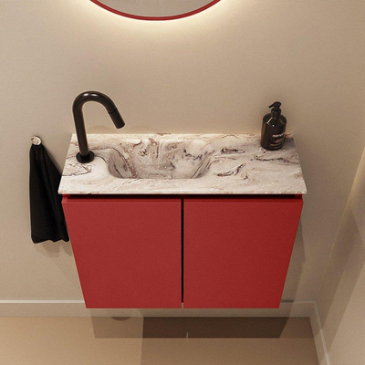 MONDIAZ TURE-DLUX 60cm toiletmeubel Fire. EDEN wastafel Glace positie links. Met 1 kraangat.