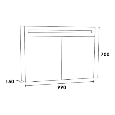 BRAUER Double Face Armoire de toilette 99x70x15cm 2 portes, éclairage LED intégré 4000K MFC G-Canyon