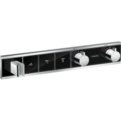 Hansgrohe Rainselect Afbouwdeel - voor inbouw douchekraan - thermostatisch - voor 3 functies - met handdouchehouder - 52.7x90cm zwart/chroom - thermostaat - zwart
