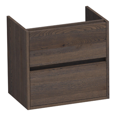 BRAUER Adore meuble sous-lavabo peu profond - 60x39x55cm - 2 tiroirs softclose - sans poignées - 1 découpe pour siphon - chêne massif - lattes de chêne noir