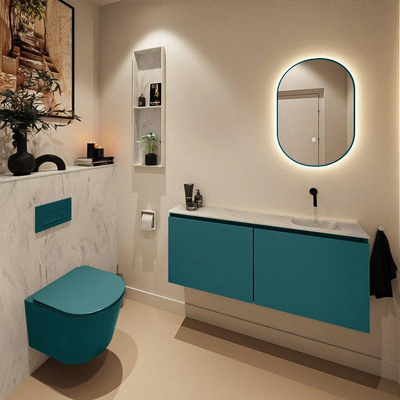 MONDIAZ TURE-DLUX Meuble de toilette 120 cm Smag. EDEN lavabo Opalo position droite. Sans trou de robinet.