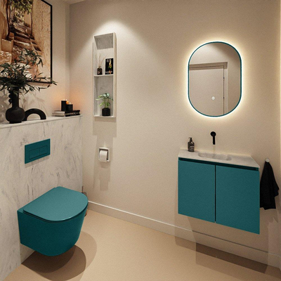 MONDIAZ TURE-DLUX Meuble toilette - 60cm - Smag - EDEN - vasque Opalo - position centrale - sans trou de robinet