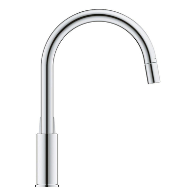 Grohe Start Loop Robinet de cuisine - monotrou - bec rehaussé rotatif extractibel - projection 21.5cm - levier ouvert - Chrome