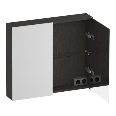 BRAUER Impress spiegelkast – 80x70x15 cm – 2 deuren, dubbelzijdige spiegeldeuren – Timber Anthracite