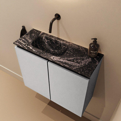 MONDIAZ TURE-DLUX Meuble de toilettes 60cm Plata. EDEN lavabo Lava position gauche. Sans trou de robinet.