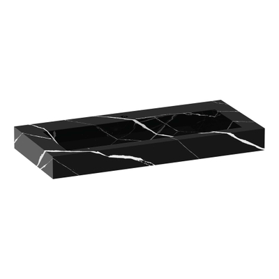 BRAUER Coral wastafel - 100x46x10cm - - 1 wasbak - 1 kraangat - composiet - marmerlook - Nero Marquina