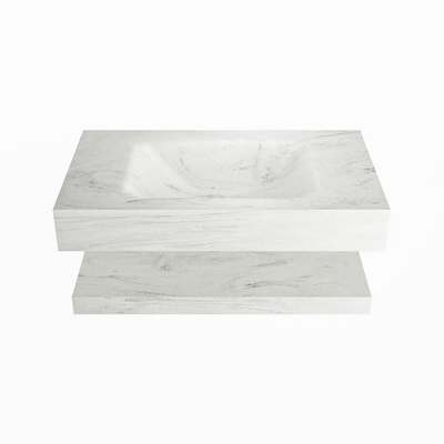 MONDIAZ ALAN - DLUX Badkamermeubelset - 80cm - planchet - Opalo - vrijhangende wastafel - wasbak midden - 1 kraangat - Opalo