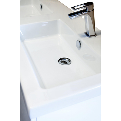 HR badmeubelen Djazz Lavabo - 121x45,5x4cm - 2 trous de robinet - 2 cuves - céramique blanc