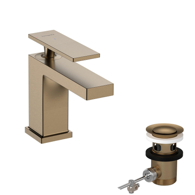 Hansgrohe Tecturis E Eengreeps wastafelkraan - 80 - coolstart - met PopUp - trekwaste - geborsteld brons