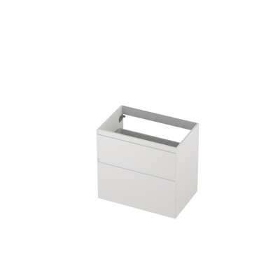 INK Wastafelonderkast - 70x45x65cm - 2 lades - greeploos - MDF lak - Mat wit