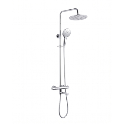 Fortifura Calvi Regendoucheset - thermostatisch - 25cm hoofddouche - gladde slang - ronde handdouche - draaibare baduitloop - chroom