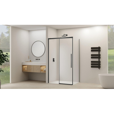 Van Rijn Products ST09 Schuifdeur tbv hoekcabine - 140x200cm - helder glas - soft-close - Zwart