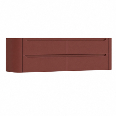 H&R Badmeubelen Juice Wastafelonderkast - 180x45x50cm - afgeronde hoeken - 4 lades - geïntegreerde greep - Terra mat