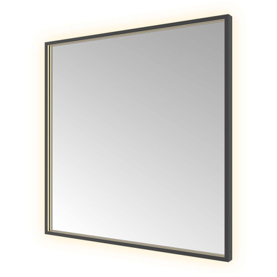 Hotbath &MORE Spiegel - 80x80cm - direct en indirect LED - color changing - spiegelverwarming - met afstandsbediening - PVD - geborsteld zwart