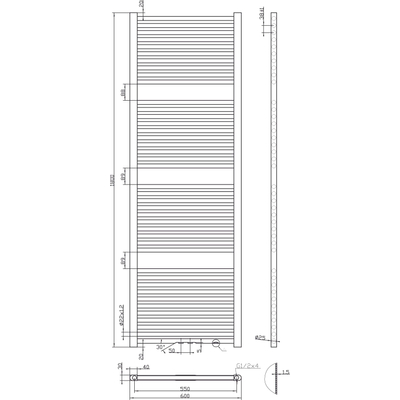 Best Design Zero radiator recht model 1800x600mm