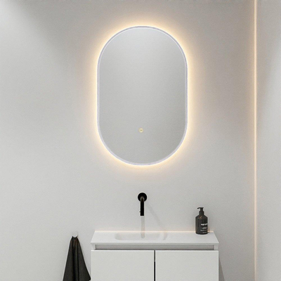 Mondiaz GLOW spiegel – ovaal – 45x90 cm – indirecte LED rondom – bewegingssensor – Cale (lichtgrijs)