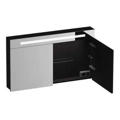 BRAUER Promise armoire de toilette – 119 x 70 x 15 cm – LED directe en haut – 2 portes – Timber Black