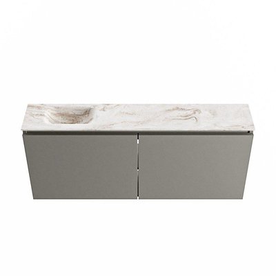 MONDIAZ TURE-DLUX meuble WC 120 cm Smoke. EDEN lavabo Frappe position gauche. Avec 1 trou de robinet.