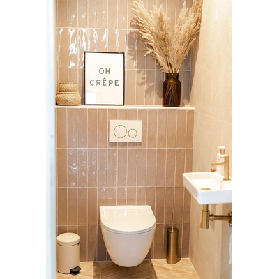 Plaque de commande Geberit Sigma20 - chasse d'eau à 2 boutons - boutons ronds - blanc/or/blanc