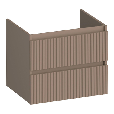 BRAUER Joy Wavy wastafelonderkast 60 2 softclose lades - greeploos - 1 sifon uitsparing - mat mokka