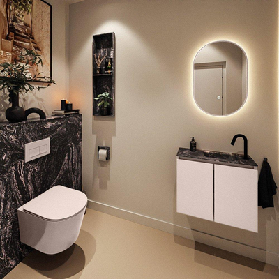 MONDIAZ TURE-DLUX Meuble de toilettes 60cm Rosee. Lavabo EDEN Lava position droite. Avec 1 trou de robinet.