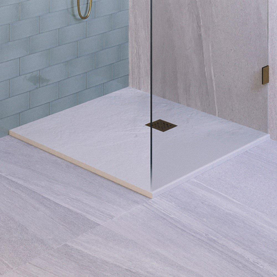 BRAUER Asteroid Receveur de douche 100x100 incl. antidérapant et antibactérien marbre minéral blanc mat