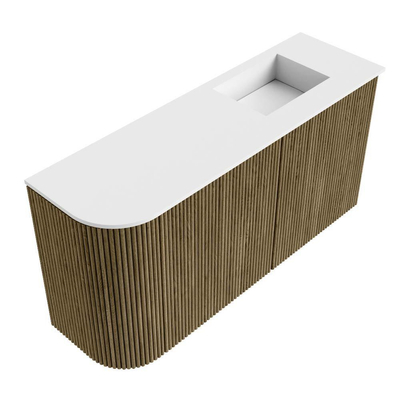 Mondiaz JOYA 81.6cm toiletmeubel - ronding links kleur Dusk - Wastafel FAYE positie Rechts Zonder kraangat kleur Talc.