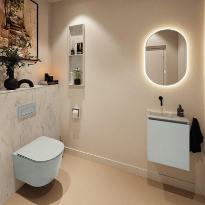 MONDIAZ TURE-DLUX Meuble toilette - 40cm - Greey - EDEN - vasque Opalo - position gauche - sans trou de robinet