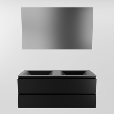 Mondiaz Aivy badmeubelset - 120x45x50cm - 0 kraangaten - 2 wasbakken urban Solid surface - Links en rechts - 2 lades - Met spiegel - MDF Urban