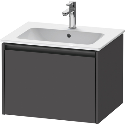 Duravit Ketho.2 Wastafelonderbouwkast - met 1 lade - 61x48x44cm - met greep antraciet - grafiet mat