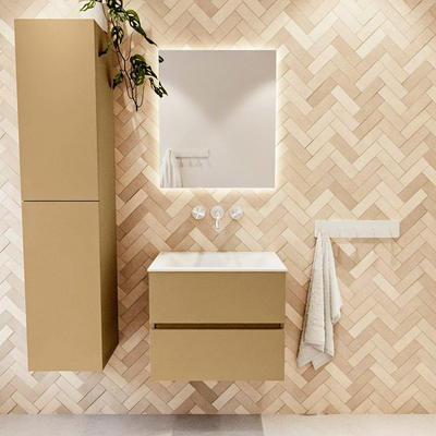 Mondiaz VICA ensemble de meuble de salle de bain - 60cm - meuble sous-vasque oro - 2 tiroirs - lavabo cloud milieu - sans trous de robinet - version haute de 60cm - talc