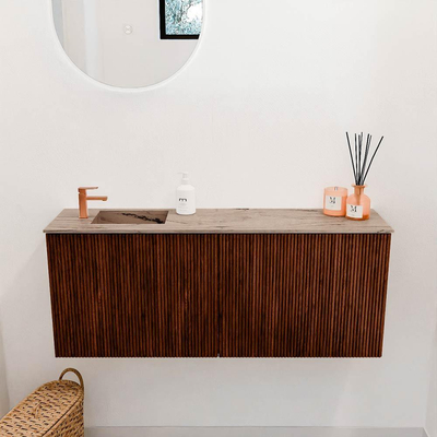 Mondiaz JOYA-DLUX 100cm toiletmeubel - kleur Ruby - Wastafel FAYE positie Links 1 kraangat kleur Arena.