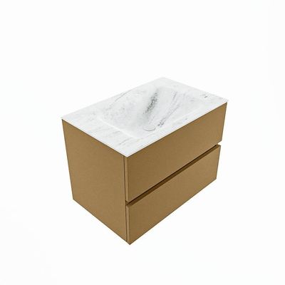 Mondiaz VICA-DLUX ensemble de meuble de salle de bain - 70cm - meuble sous-vasque oro - 2 tiroirs - lavabo encastré cloud milieu - sans trous de robinet - version haute de 60cm - opalo