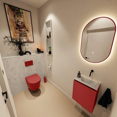 MONDIAZ TURE-DLUX 40cm toiletmeubel Fire. EDEN wastafel Opalo positie rechts. Zonder kraangat.