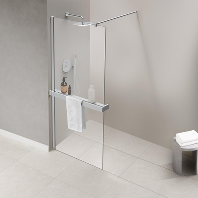 Fortifura Galeria handdoekrek voor inloopdouche - klemmen - 140cm - inkortbaar - chroom