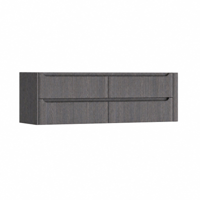 H&R Badmeubelen Juice Wastafelonderkast - 160x45x50cm - rechterhoek afgerond - 4 lades - geïntegreerde greep - Wenge