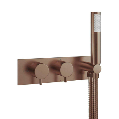 Crosswater MPRO inbouw thermostatisch badkraan horizontaal met handdouche set in geborsteld brons