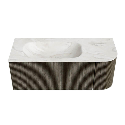 Mondiaz KURVE-DLUX Badkamermeubelset - 115x46x40cm - 1 lade - 1 deur - wastafel solid surface - links - zonder kraangat - Shadow