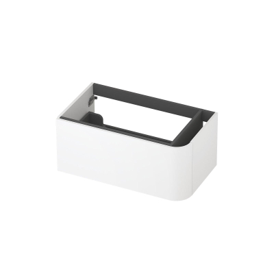 INK Concept R Meuble sous-lavabo - 80x45x35cm - 1 tiroir - poignées en applique - angle arrondi à droite - MDF laqué - blanc mat