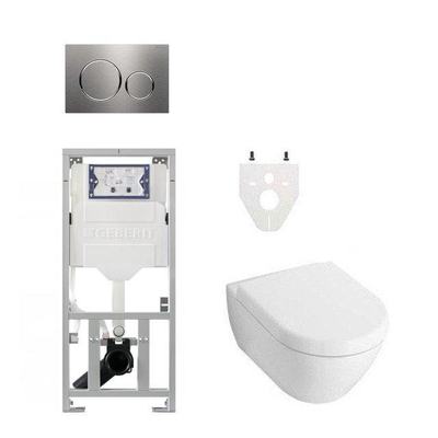Villeroy & Boch Subway 2.0 DirectFlush toiletset - Geberit UP320 inbouwreservoir - softclose - Geberit Sigma20 rvs bedieningsplaat - ronde knoppen - white alpin