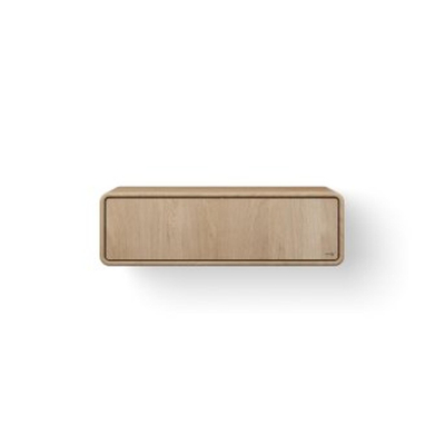 Looox Wooden Rounded – Meuble de salle de bains – 30 × 100 × 46 cm – 1 tiroir – chêne gris