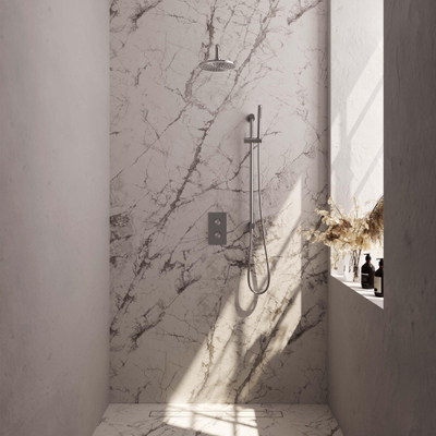 Brauer Brushed Edition Ensemble de douche de pluie encastré - pomme de douche 20 cm - bouton lisse - douchette barre 1 jet - barre de douche - PVD - inox brossé