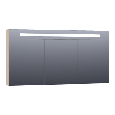 BRAUER Double Face Armoire toilette 140x70x15x70x15cm avec 3 porte et éclairage LED Legno Calore